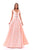 Tarik Ediz - 50209 Deep V-neck Floral Jacquard Ballgown In Pink