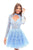 Tarik Ediz - 50215 Long Sleeve Diamond Cutout Illusion Bodice Dress In Blue