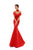 Tarik Ediz - 50218 Rose Choker Off-Shoulder Mermaid Taffeta Gown In Red