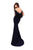 Tarik Ediz - 50225 Faux Off-Shoulder Mermaid Crepe Gown In Blue