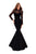 Tarik Ediz - 50227 Lace Long Sleeve Taffeta Mermaid Dress In Black