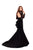 Tarik Ediz - 50227 Lace Long Sleeve Taffeta Mermaid Dress In Black