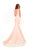 Tarik Ediz - 50229 Crystal Embellished Deep V-neck Mermaid Dress In Pink