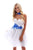 Tarik Ediz - 50236 Lace Sweetheart Flower Applique A-line Dress In Blue and White