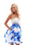 Tarik Ediz - 50241 Illusion Neck Lace Floral Print A-line Dress In Blue and White