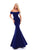 Tarik Ediz - 50242 Fitted Off Shoulder Mermaid Dress In Blue