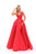 Tarik Ediz - 50243 Ruched Mermaid Dress with Ballgown Overskirt In Red