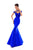 Tarik Ediz - 50244 Halter Cold Shoulder Mermaid Gown In Blue