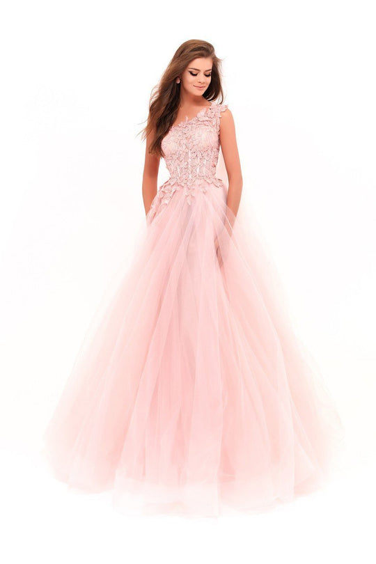 Tarik Ediz - 50251 One Shoulder Neck Tulle Ballgown In Pink