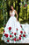 Tarik Ediz - 50275 Deep V-Neck Floral Print Ballgown In White
