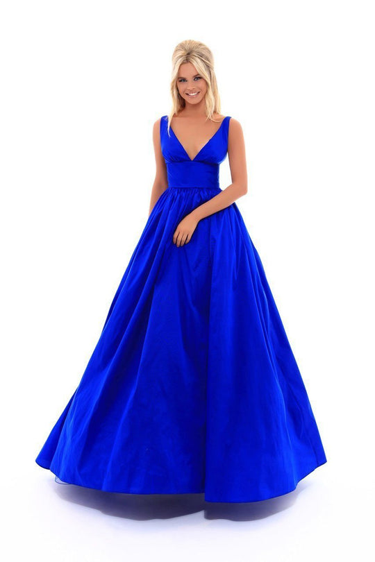 Tarik Ediz - 50283 Sleeveless Deep V-neck Ballgown In Blue