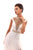 Tarik Ediz - 50285 Sheer Neckline Pearl Embellished Tulle Gown In White