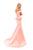Pearl Embellished Off-Shoulder Evening Dress 50293 In Pink