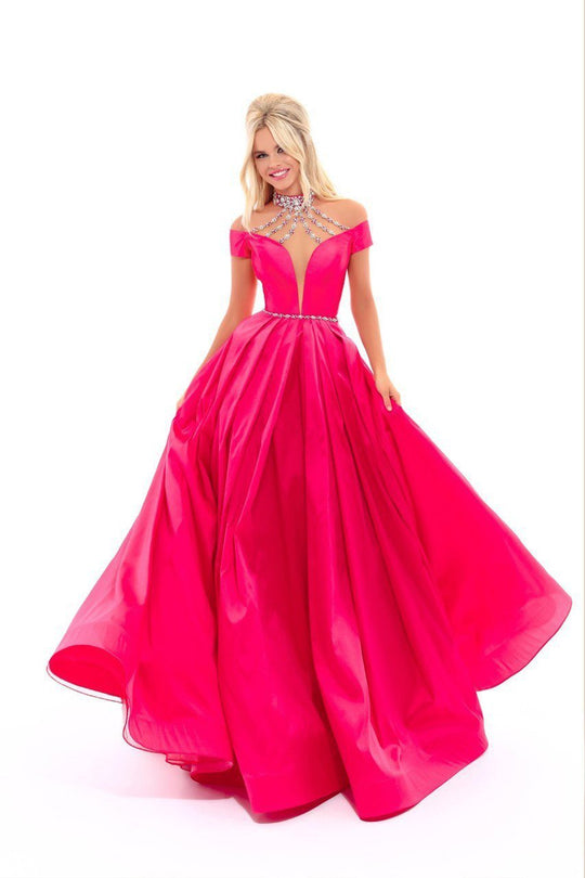 Tarik Ediz - 50296 Stunning Off-Shoulder Taffeta Ballgown In Pink