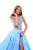 Tarik Ediz - 50299 Two Piece Sheath Dress With Overskirt In Blue