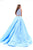 Tarik Ediz - 50299 Two Piece Sheath Dress With Overskirt In Blue