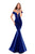 Tarik Ediz - 50302 Crystal-Beaded Choker Taffeta Mermaid Gown In Blue