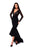 Tarik Ediz - 50303 Lacy Deep V-neck High Low Mermaid Gown In Black