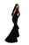 Tarik Ediz - 50303 Lacy Deep V-neck High Low Mermaid Gown In Black