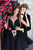 Tarik Ediz - 50304 Deep V-neck Cocktail Dress with Overskirt In Black