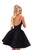 Tarik Ediz - 50304 Deep V-neck Cocktail Dress with Overskirt In Black