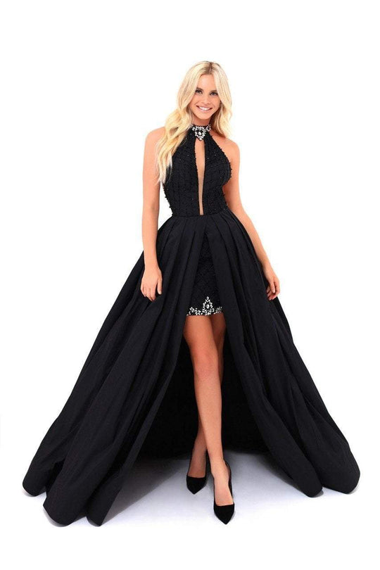 Tarik Ediz - 50312 Embellished High Halter Neck Ballgown In Black
