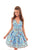 Tarik Ediz - 50316 Deep V-neck A-line Short Dress In Blue