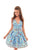 Tarik Ediz - Deep V-neck A-line Short Dress 50316 In Blue