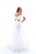 Tarik Ediz - 50319 Off-Shoulder Embellished Lace A-line Gown In White