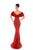 Tarik Ediz - 50338 Ruffled Off Shoulder Sheath Dress In Red