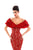 Tarik Ediz - 50338 Ruffled Off Shoulder Sheath Dress In Red