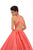 Tarik Ediz - 50401 Illusion Plunging Neck Satin Ballgown In Orange