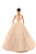 Tarik Ediz - 50401 Illusion Plunging Neck Satin Ballgown In Nude