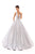 Tarik Ediz - 50401 Illusion Plunging Neck Satin Ballgown In Silver