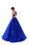 Tarik Ediz - 50401 Illusion Plunging Neck Satin Ballgown In Blue