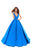 Tarik Ediz - 50402 Sleeveless V Neck Taffeta Prom Dress In Blue