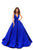 Tarik Ediz - 50402 Sleeveless V Neck Taffeta Prom Dress In Blue