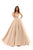Tarik Ediz - 50403 Strappy Back Sleeveless Satin Ballgown In Neutral