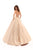 Tarik Ediz - 50403 Strappy Back Sleeveless Satin Ballgown In Neutral