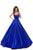 Tarik Ediz - 50403 Strappy Back Sleeveless Satin Ballgown In Blue