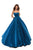 Tarik Ediz - 50403 Strappy Back Sleeveless Satin Ballgown In Blue and Green