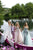 Tarik Ediz - 50405 Plunging V Neck Lace Gown with Overskirt In White and Pink