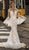 Tarik Ediz - 50407 Floral Lace Long Bell Sleeve Mermaid Dress In White
