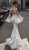 Tarik Ediz - 50407 Floral Lace Long Bell Sleeve Mermaid Dress In White