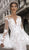 Tarik Ediz - 50407 Floral Lace Long Bell Sleeve Mermaid Dress In White