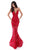 Tarik Ediz - 50412 Floral Lace Deep V-neck Mermaid Gown In Red