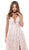 Tarik Ediz - 50418 Floral Lace Deep V-neck A-line Dress In Pink