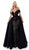 Tarik Ediz - 50429 Plunging Off-Shoulder Lace Sheath Dress With Train In Black