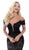 Tarik Ediz - 50429 Plunging Off-Shoulder Lace Sheath Dress With Train In Black
