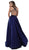 Tarik Ediz - 50430 Embellished Deep V-neck Lace Dress With Overskirt In Blue